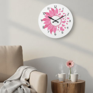 pink sunflower wall clock / decorative clock