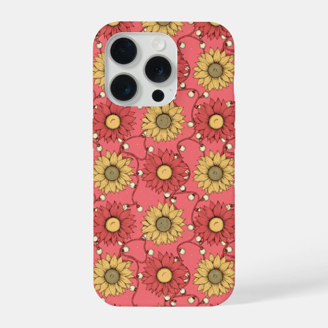 Pink Sunflowers Christmas iPhone Case (Back)