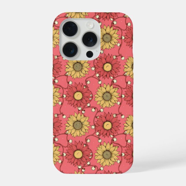 Pink Sunflowers Christmas iPhone Case (Back)