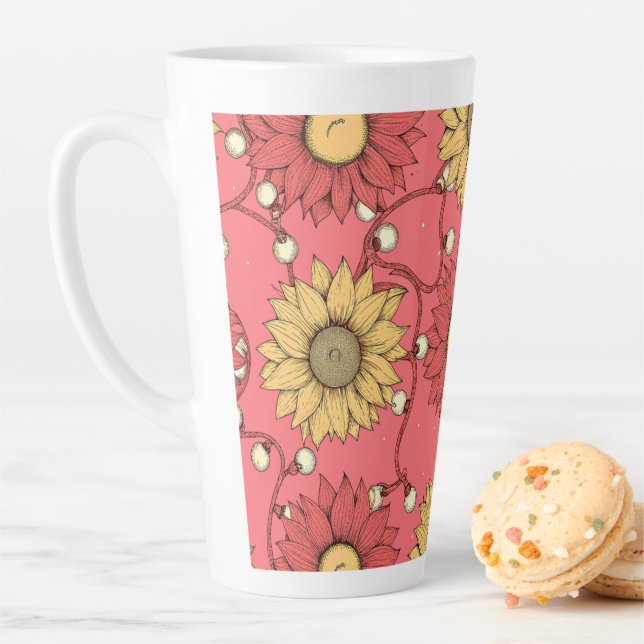 Pink Sunflowers Christmas Latte Mug (In Situ)