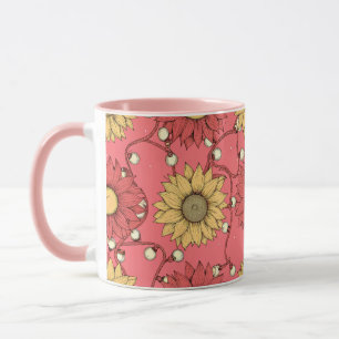 Pink Sunflowers Christmas Mug