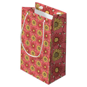 Pink Sunflowers Christmas Small Gift Bag