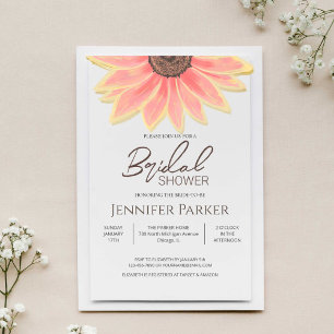 Pink Sunflowers floral Bridal Shower Invitation