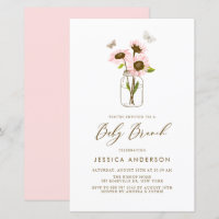 Pink Sunflowers in Mason Jar Baby Brunch Invite