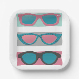 Pink Sunglasses Trio Summer Birthday Paper Plate