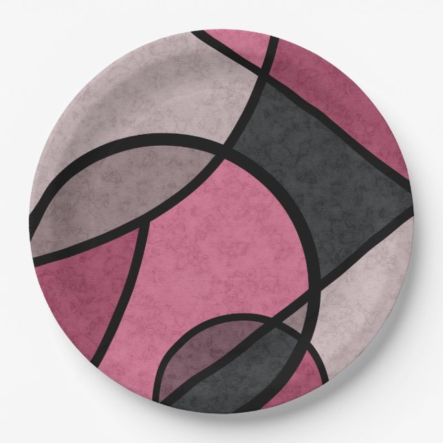 Pink sunrise , abstract paper plate (Front)