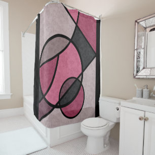 Pink sunrise , abstract shower curtain