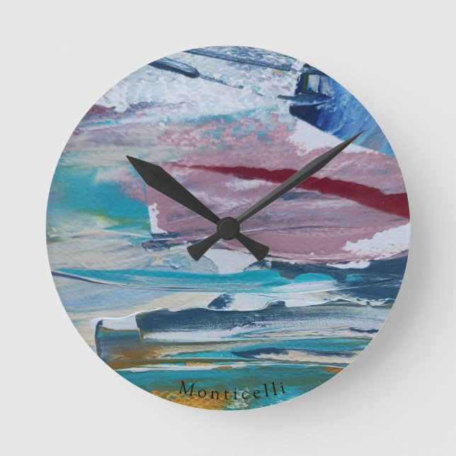 Pink Sunrise Monticelli Art Round Clock (Front)