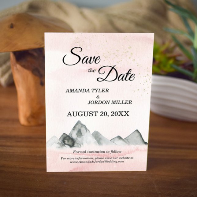 Pink Sunrise Mountain Wedding Save The Date (Creator Uploaded)