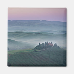Pink sunrise over a Tuscany landscape magnet