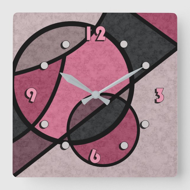 Pink sunrise square wall clock (Front)