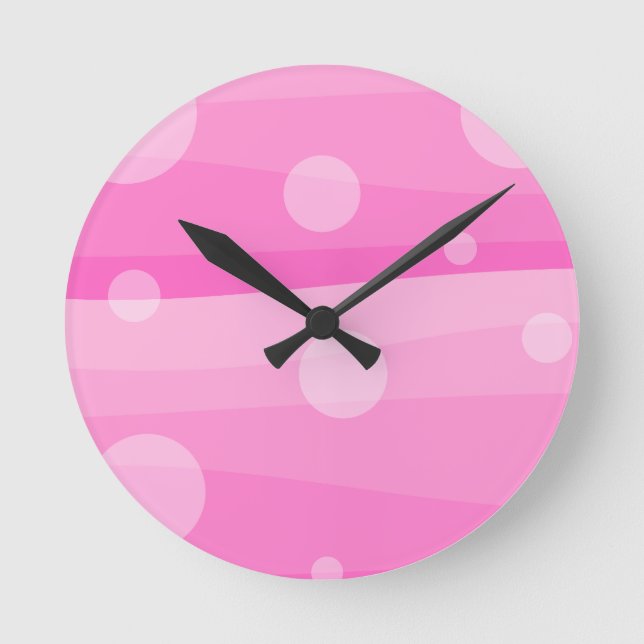 Pink sunset abstract art round clock (Front)