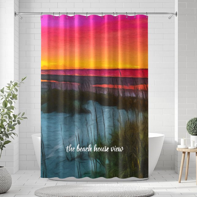 Pink Sunset Beach Sand Dune Shower Curtain (Creator Uploaded)