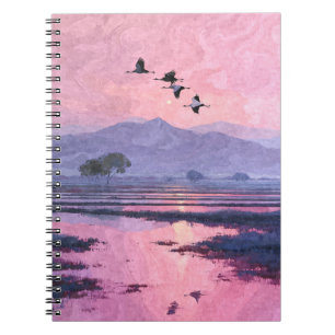 Pink Sunset Cranes Notebook