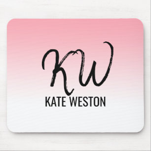 Pink Sunset Gradient Monogram Mouse Pad