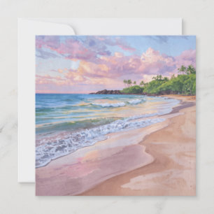 Pink Sunset Hawaii Flat Card