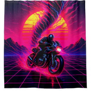 Pink Sunset Motorcycle Art Shower Curtain