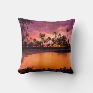 Pink Sunset Of Hawaii Beach Cushion