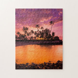Pink Sunset Of Hawaii Beach Jigsaw Puzzle