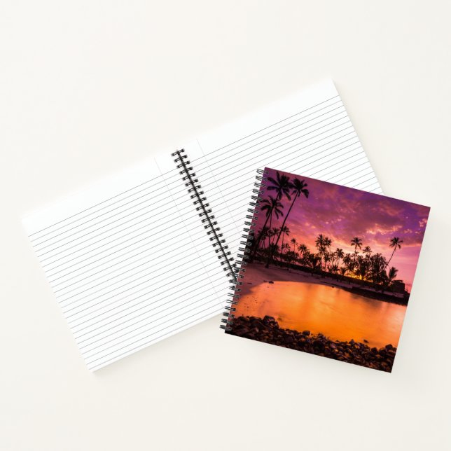 Pink Sunset Of Hawaii Beach Notebook (Inside)