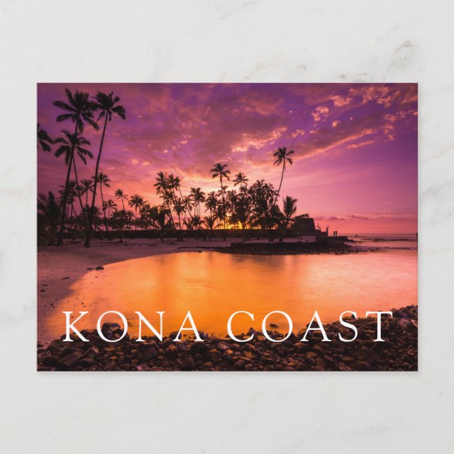 Pink Sunset Of Hawaii Beach Postcard (Front)