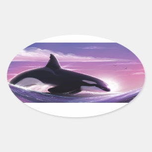 Pink Sunset Oval Sticker