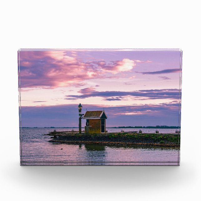 Pink sunset over lake photo block (Front)