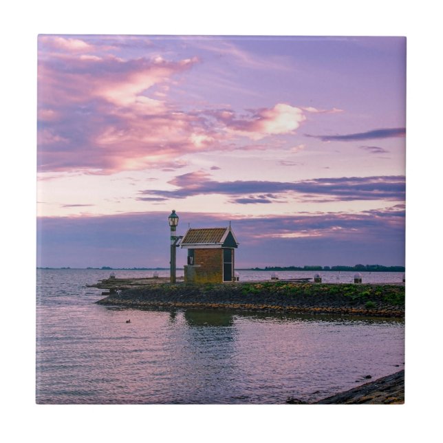 Pink sunset over lake tile (Front)