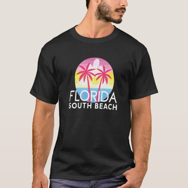 Pink Sunset South Beach Fl Summer South Beach Fans T-Shirt (Front)