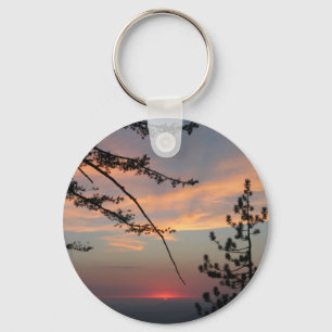 Pink Sunset With Pine Tree And Clouds At Yosemite, Key Ring