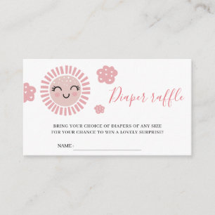 Pink Sunshine Baby Shower Diaper Raffle Ticket Enclosure Card