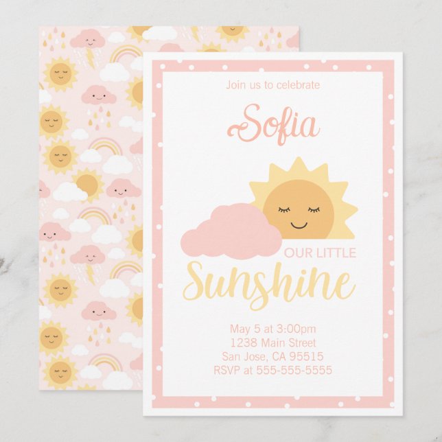 Pink Sunshine Theme Invitation (Front/Back)
