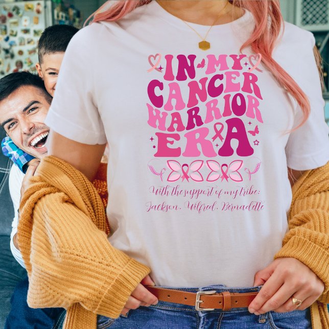Pink Support Tribe Name My Cancer Warrior Era T-Shirt (Creator Uploaded)