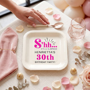 Pink Surprise Birthday 30th Party Plates