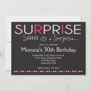 Pink Surprise Birthday Invitation