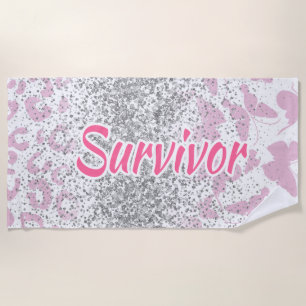 Pink Survivor Beach Towel-Breast Cancer Towel