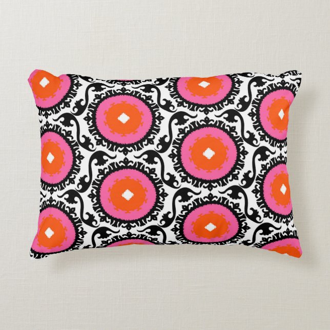 Pink Suzani Pattern Decorative Cushion (Front)