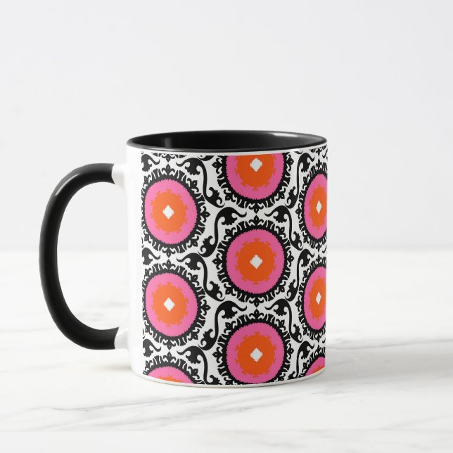Pink Suzani Pattern Mug (Left)
