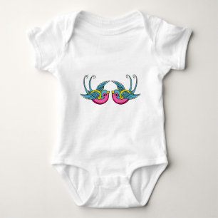 pink swallows baby bodysuit