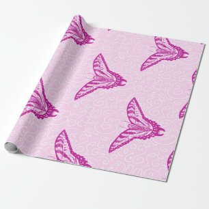 Pink swallowtail butterfly wrapping paper. paper