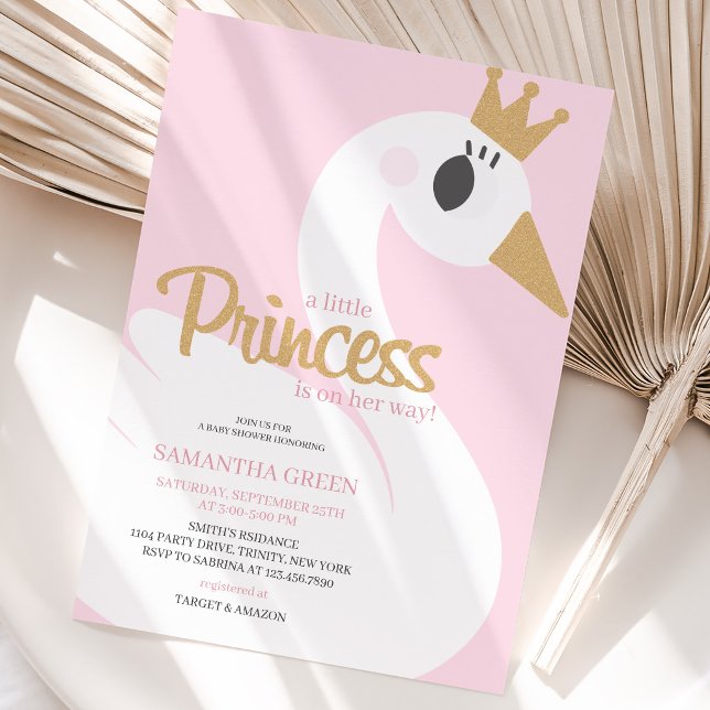 Pink Swan Baby Shower Invitation (Creator Uploaded)