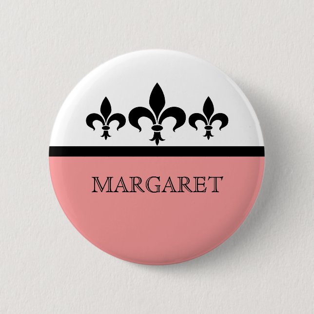 Pink Swanky Fleur De Lis Button (Front)