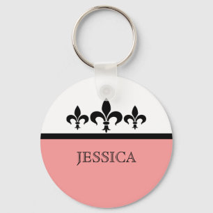Pink Swanky Fleur De Lis Keychain