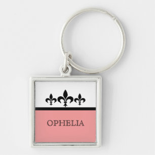 Pink Swanky Fleur De Lis Premium Keychain