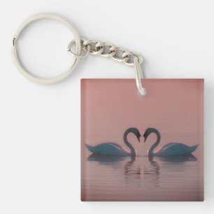 Pink Swans Must Be Love Key Ring