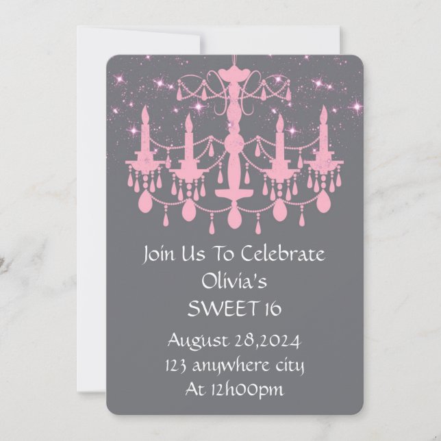 PINK SWEET 16 BIRTHDAY INVITATION  (Front)