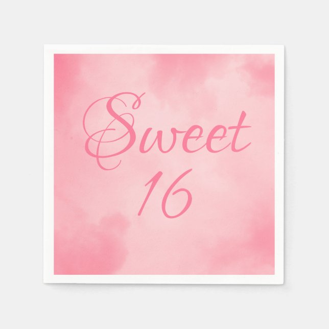Pink Sweet 16 Birthday Napkin (Front)