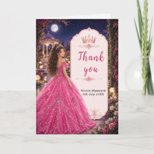 Pink Sweet 16 Royal Princess Thank You Card