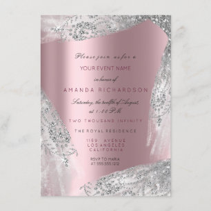 Pink Sweet 16th Bridal Silver Grey Rose Mauve Invitation