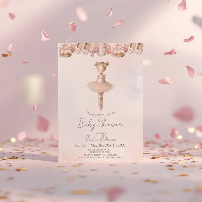 Pink Sweet Ballerina Baby Shower Invitation (Creator Uploaded)